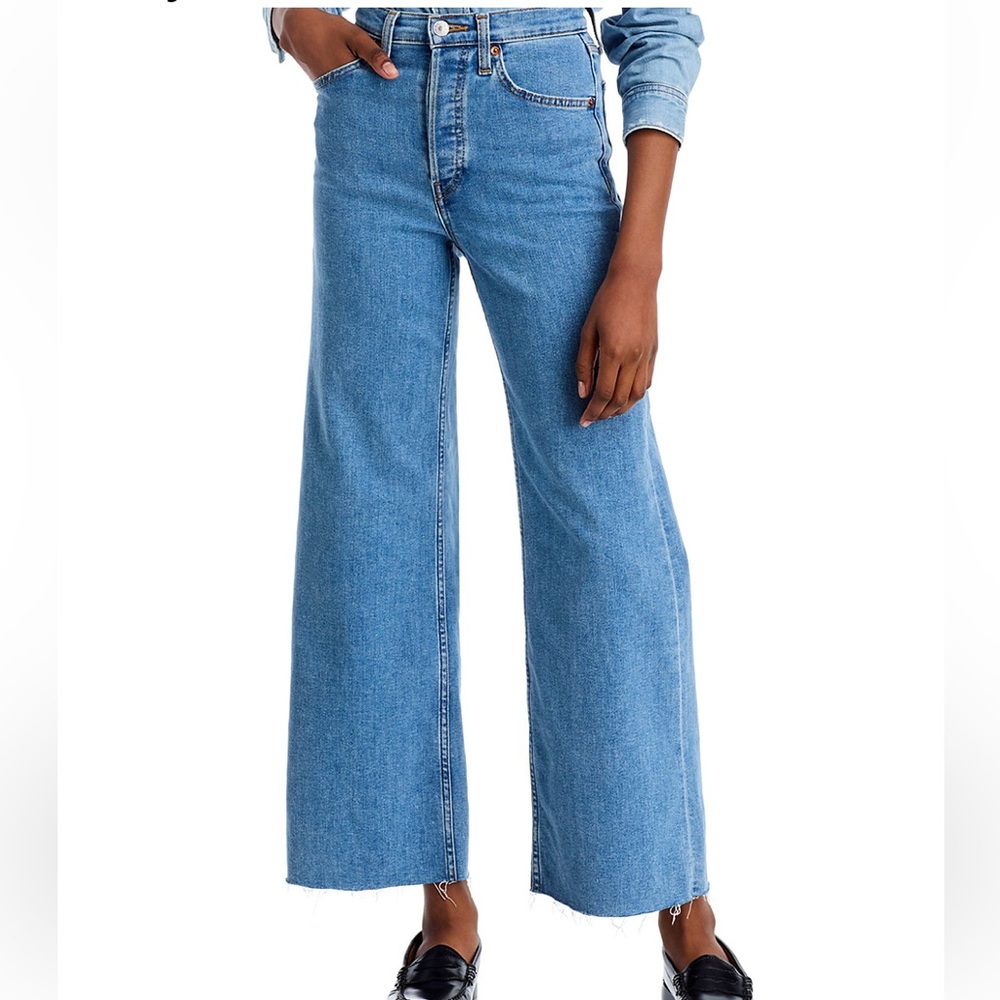 Re/Done High Rise Cropped Wide Leg Jeans in Runyon 27